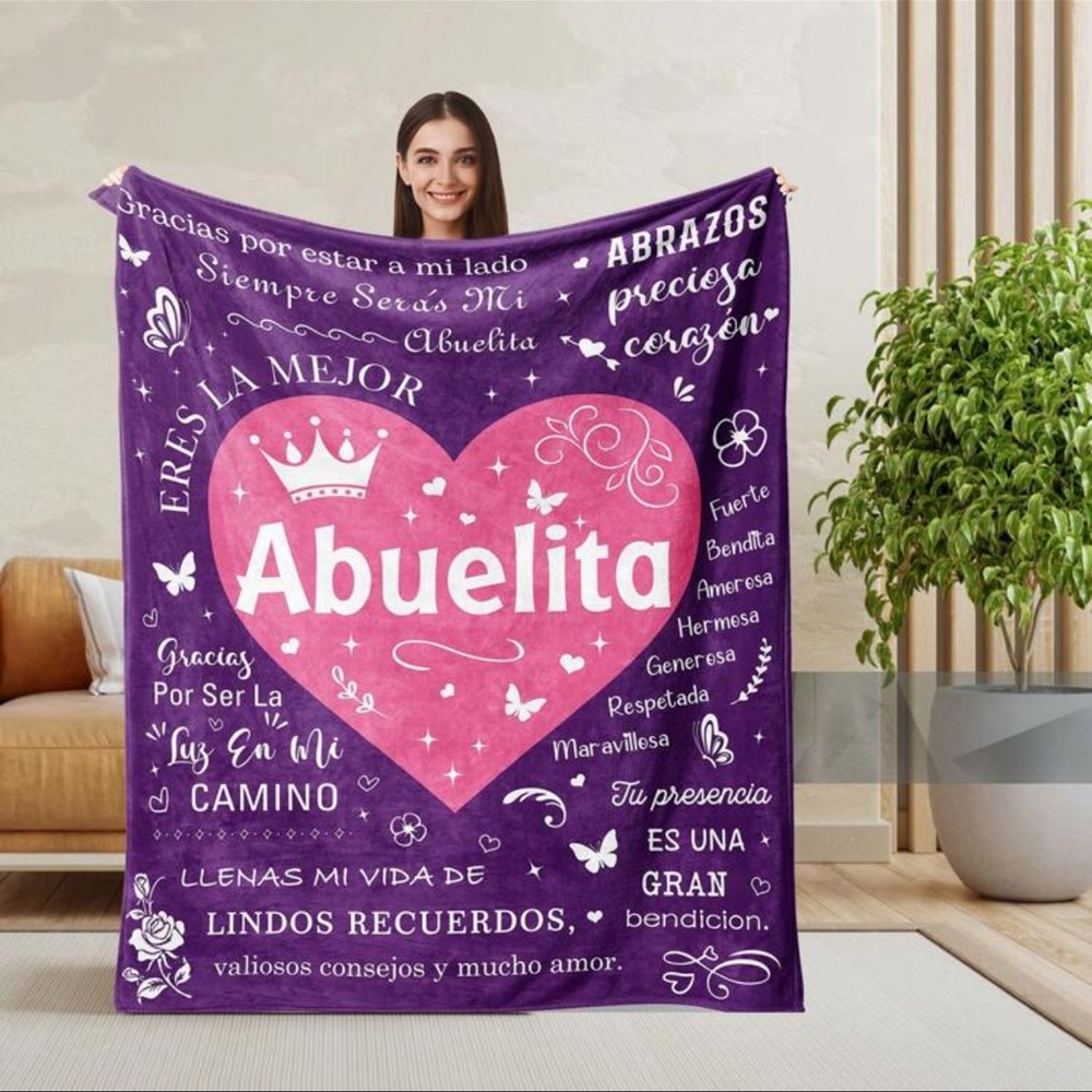 Purple 'Abuelita' Blanket with Heart Design